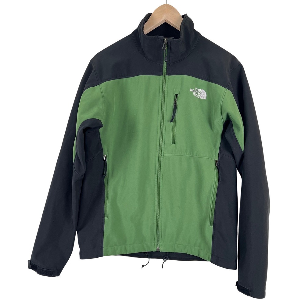 The North Face Softshell Jacket Black Green Full Zip Mens Size‎ Large